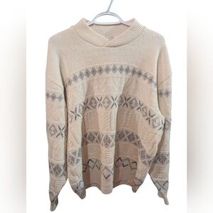 Cozy Cream and Gray Patterned Sweater